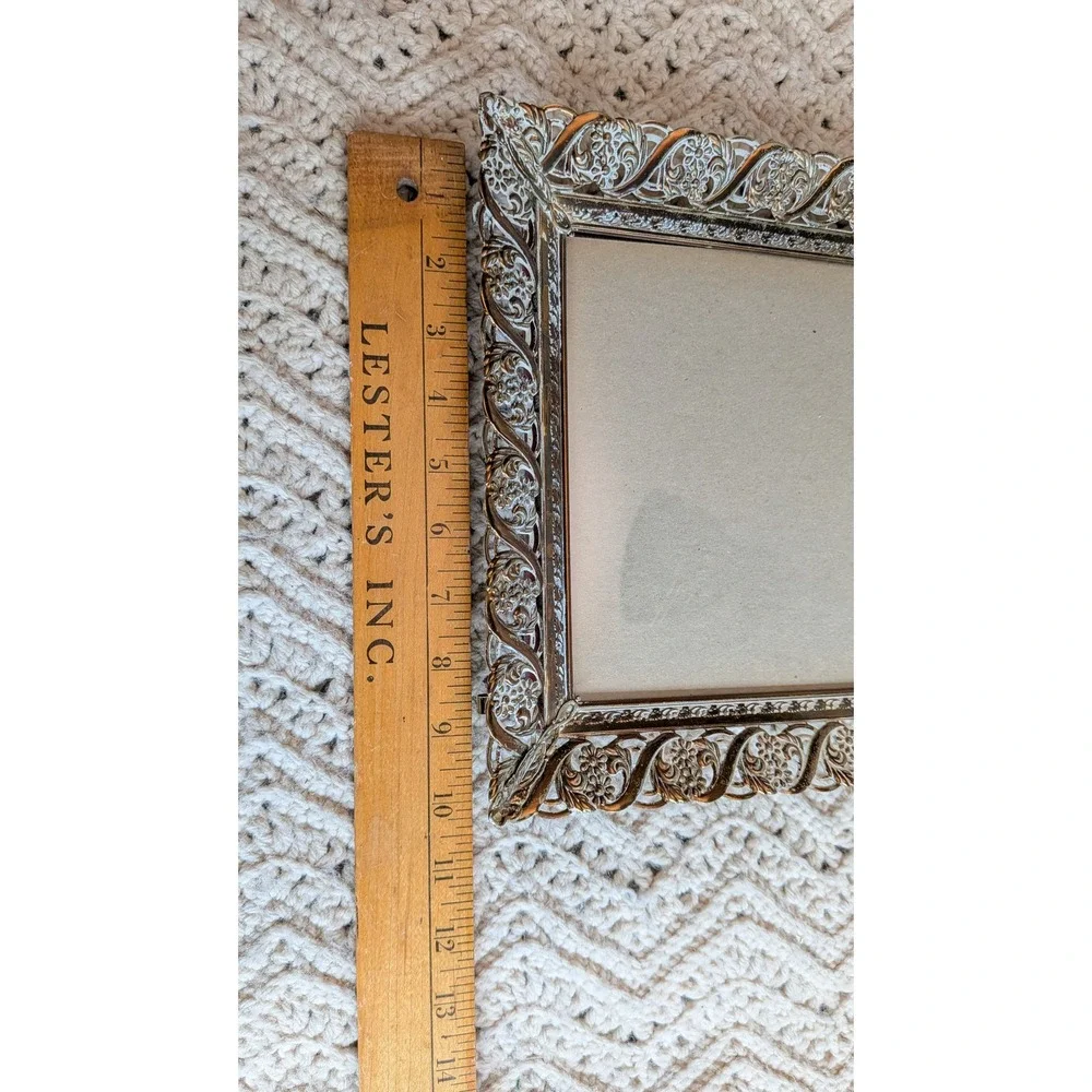 Vintage Ornate Silver Filigree Metal Picture Frame Floral Scroll 8x10 Tabletop